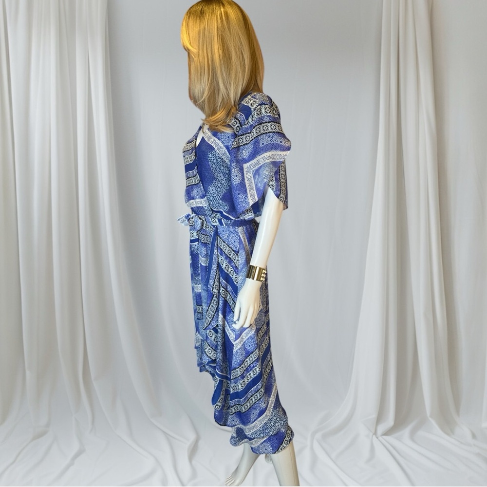 Parker Dominica Olympos Blue Faux Wrap Dress - Picture 4 of 12